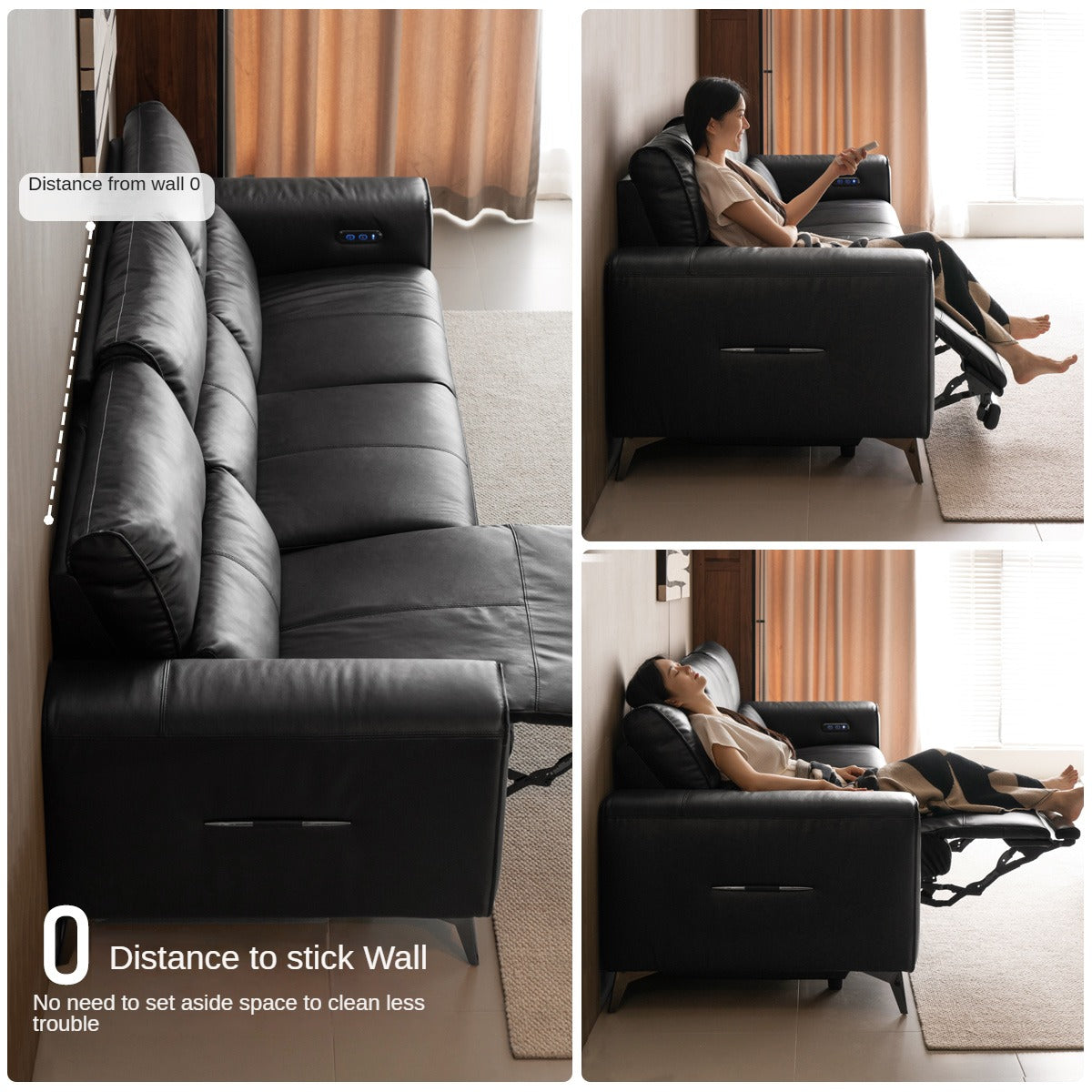 Leather sofa top layer cowhide functional sofa