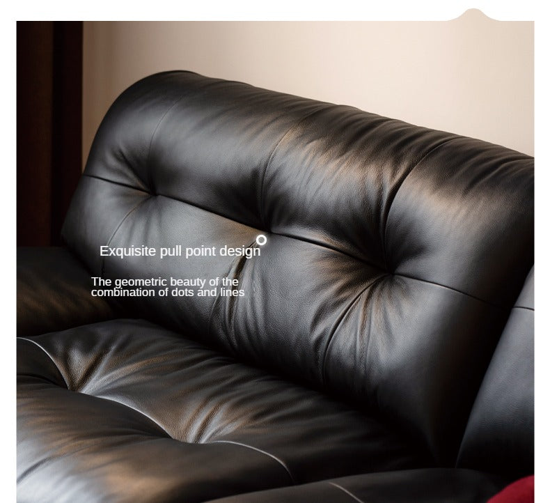 Leather Sofa First Layer Cowhide Black Sofa