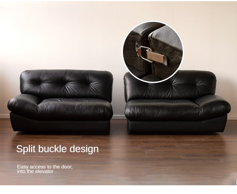 Leather Sofa First Layer Cowhide Black Sofa