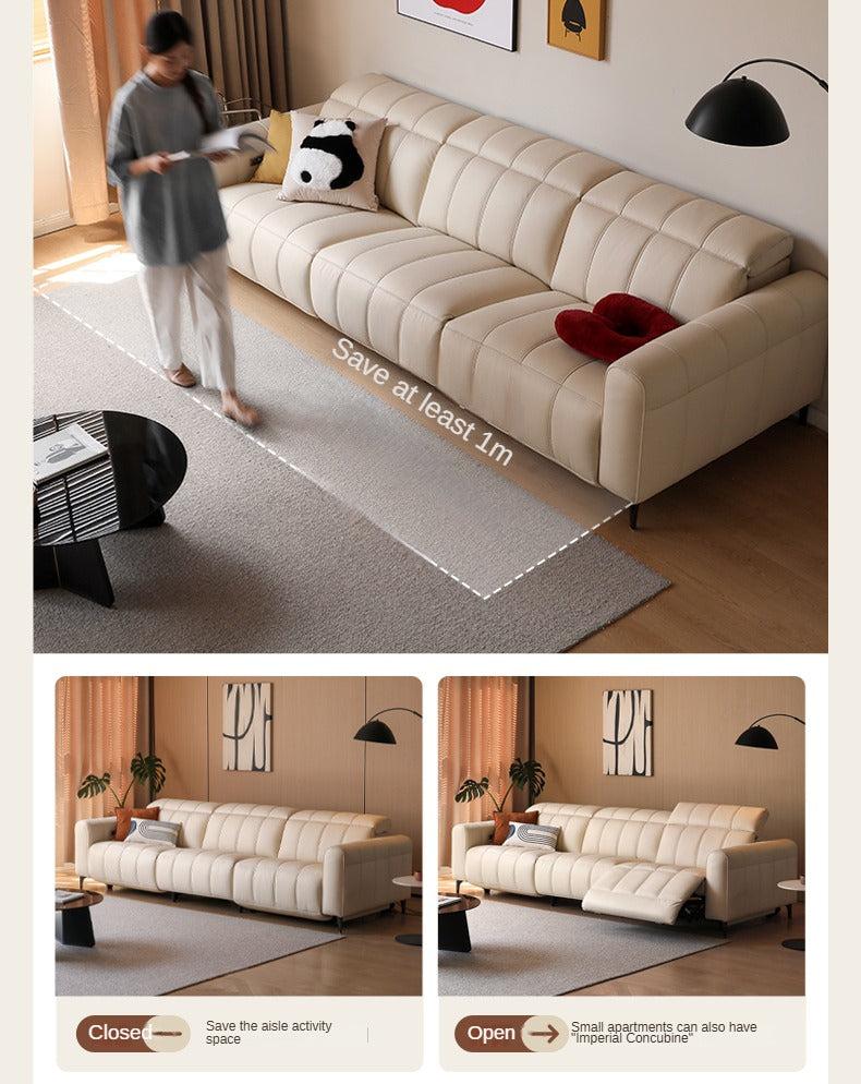 Leather Multifunctional Electric Sofa Cream Style