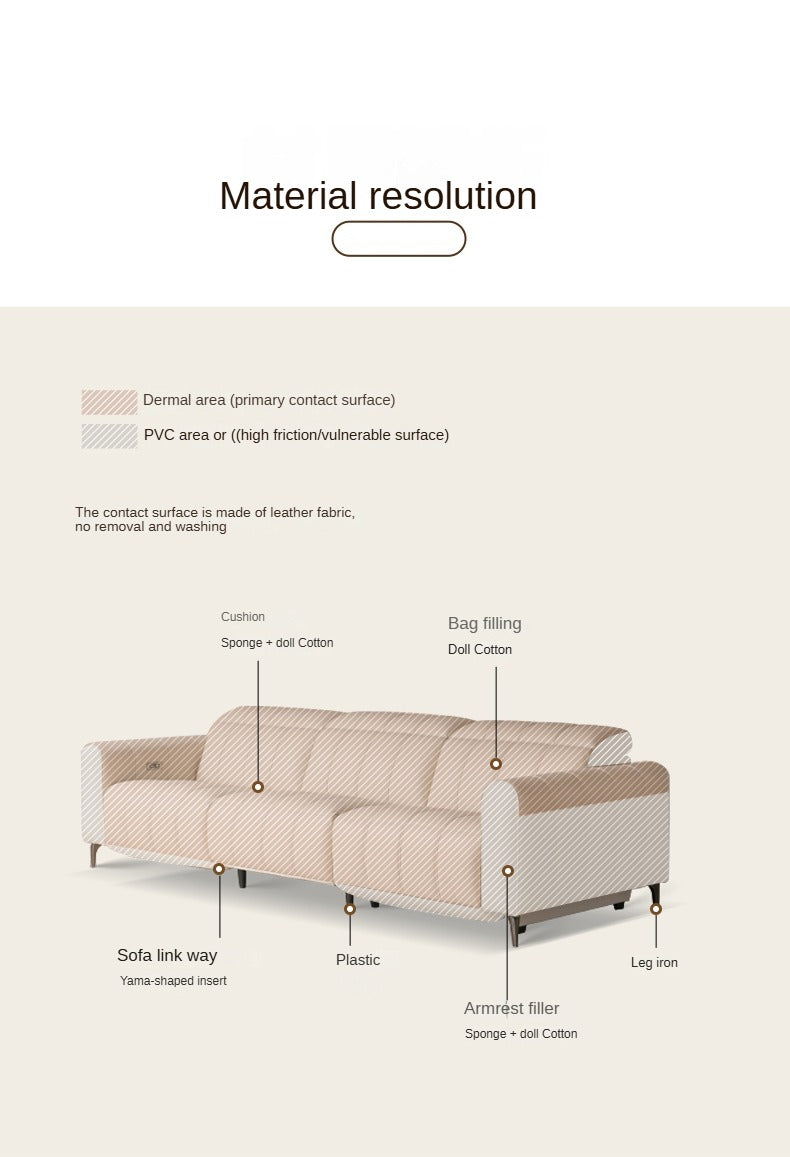 Leather Multifunctional Electric Sofa Cream Style