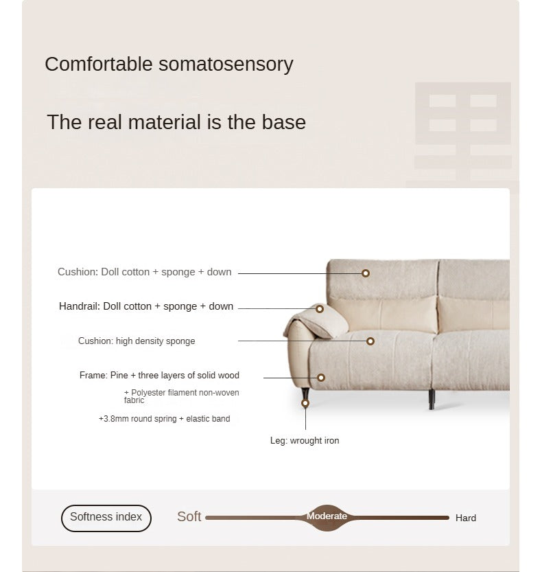 Leather Straight Sofa White Cream Style