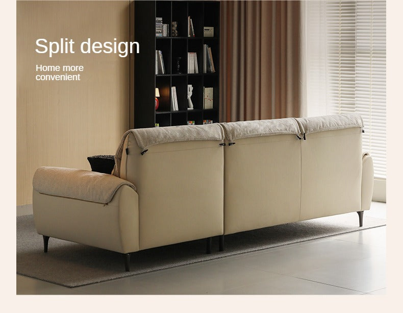 Leather Straight Sofa White Cream Style