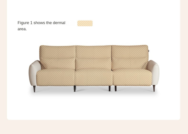 Leather Straight Sofa White Cream Style