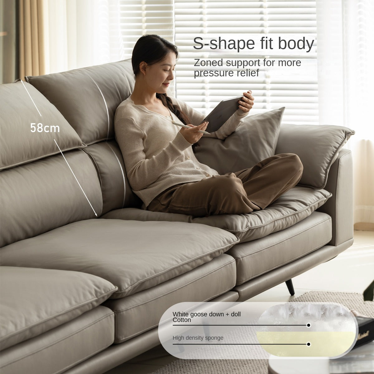 Technology Fabric Straight Sofa Modern Simple