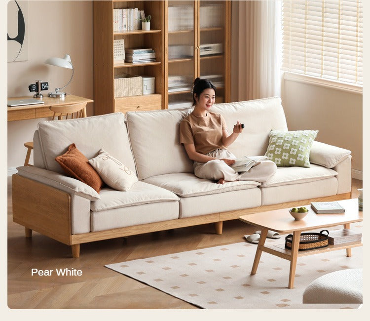 Oak Solid Wood Straight Sofa