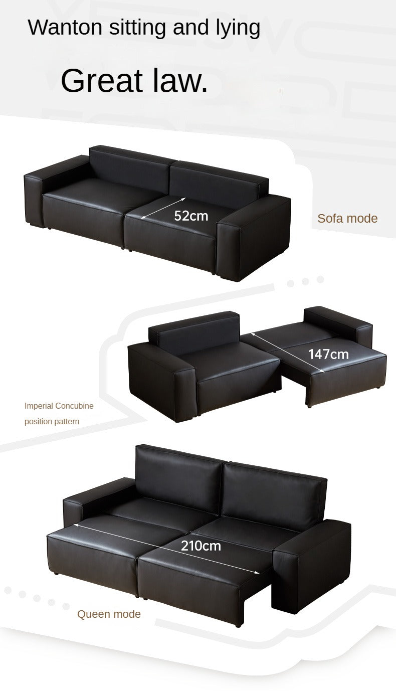 Leather Telescopic Sofa Light Luxury Tofu Block