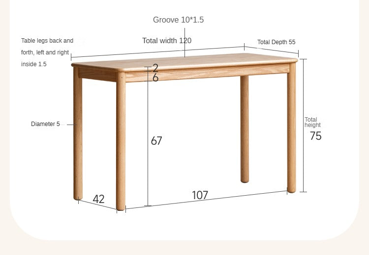 Oak Solid Wood Children's Wardrobe with Desk