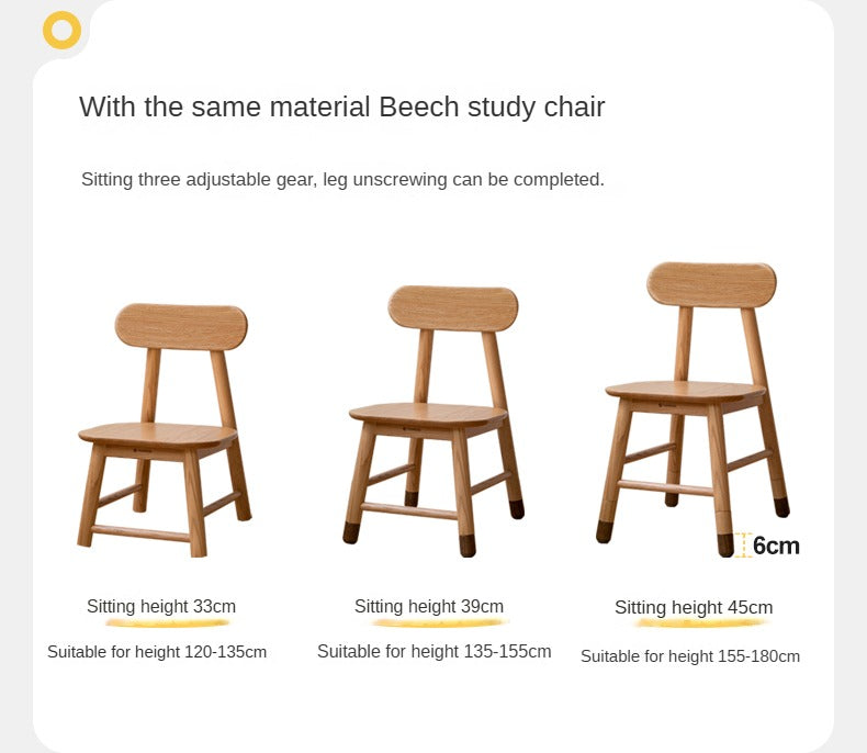 Beech solid wood children's study lowered table