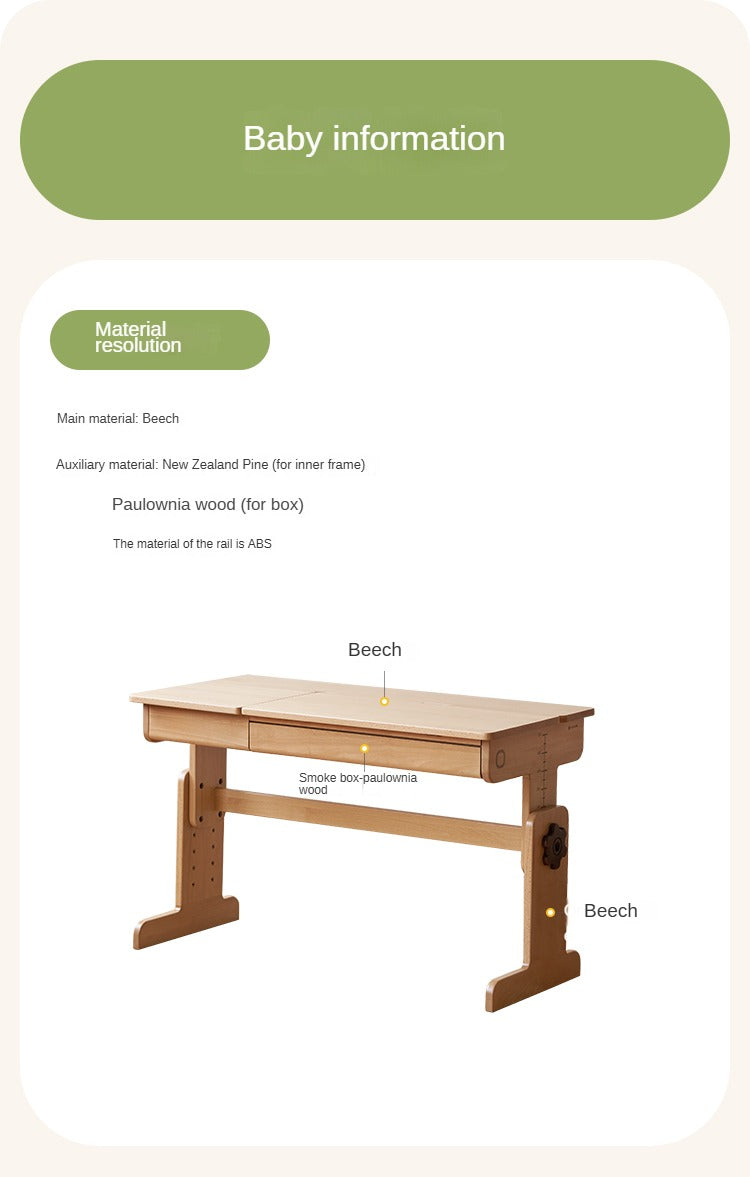 Beech solid wood children's study table