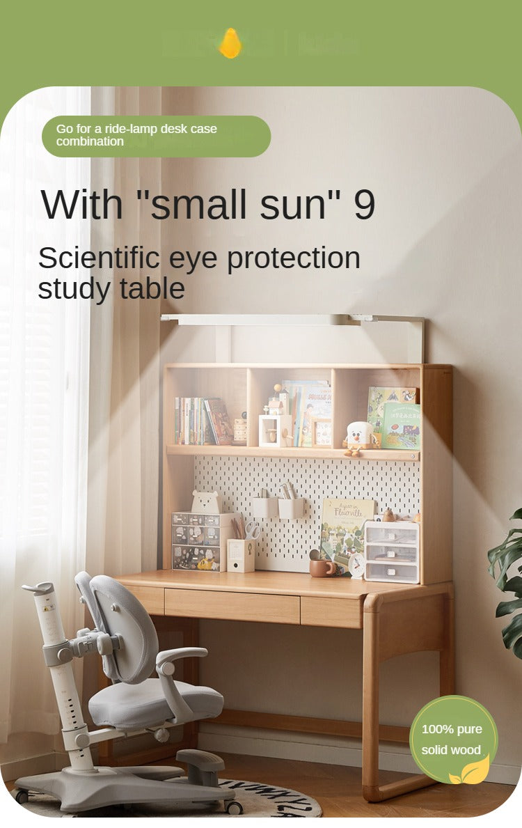 Beech solid wood children's study table eye protection lamp