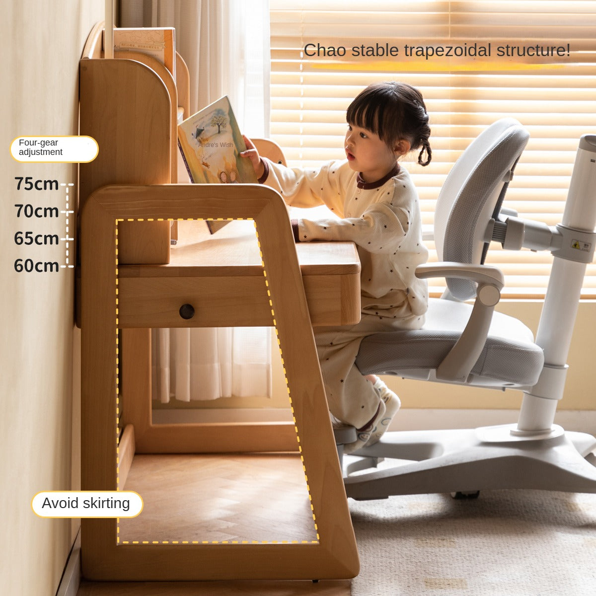 Beech solid wood children's study table