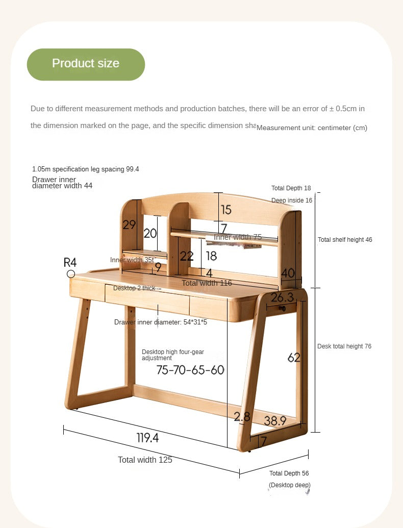 Beech solid wood children's study table