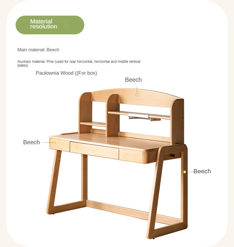 Beech solid wood children's study table