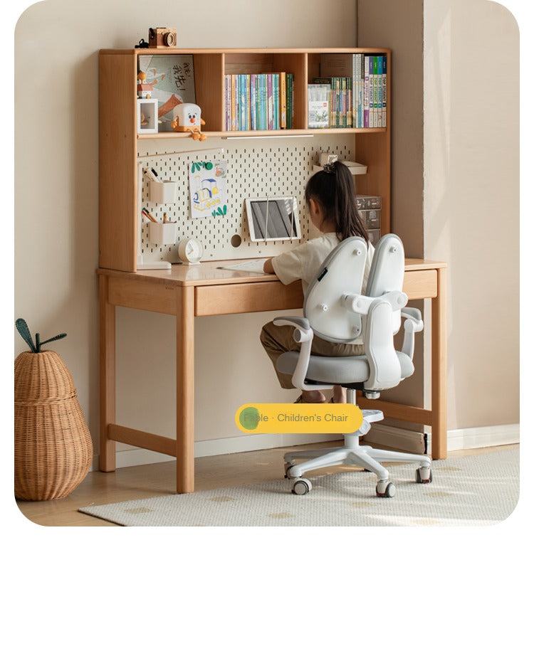 Beech solid wood children's desk bookcase