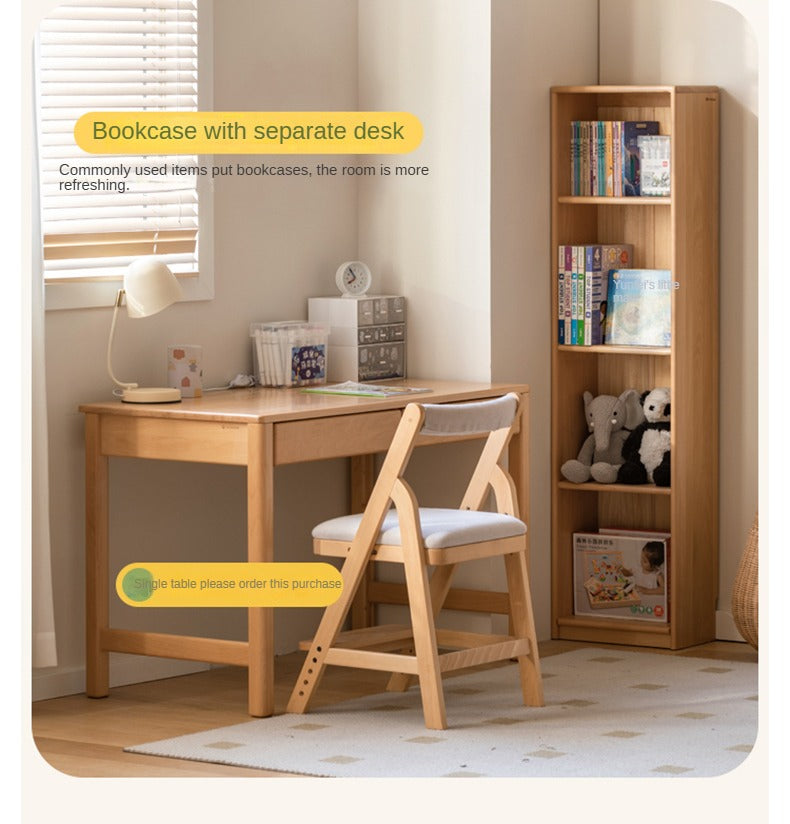 Beech solid wood children's desk bookcase