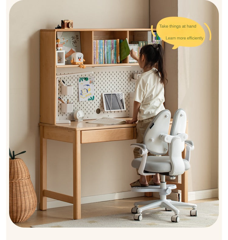 Beech solid wood children's desk bookcase