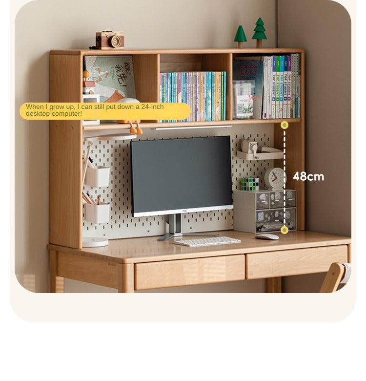 Beech solid wood children's desk bookcase