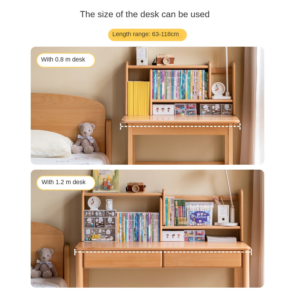 Beech, Oak solid wood children's shelves multi-function