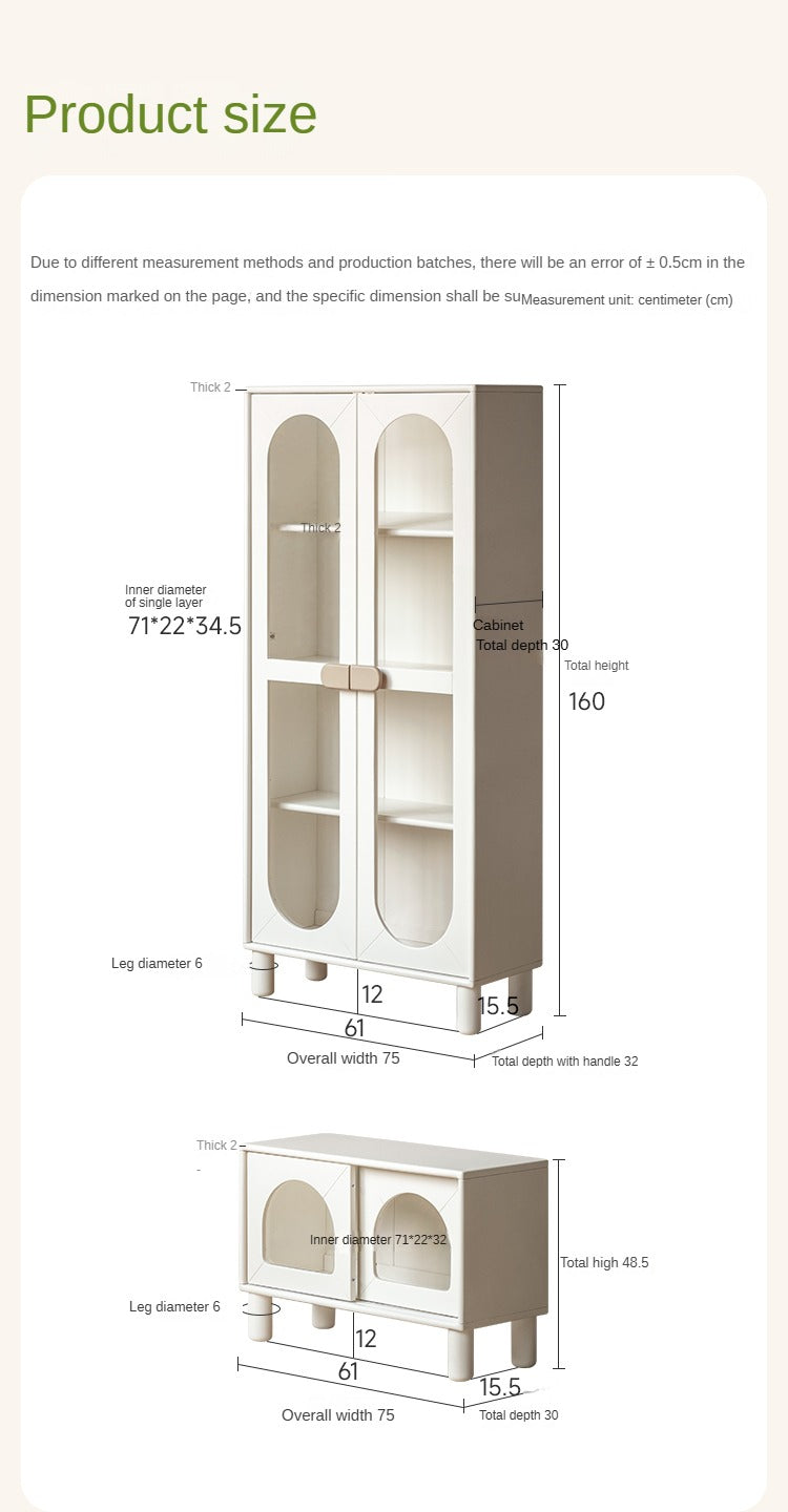 Rubber solid wood children's cream style bookcase