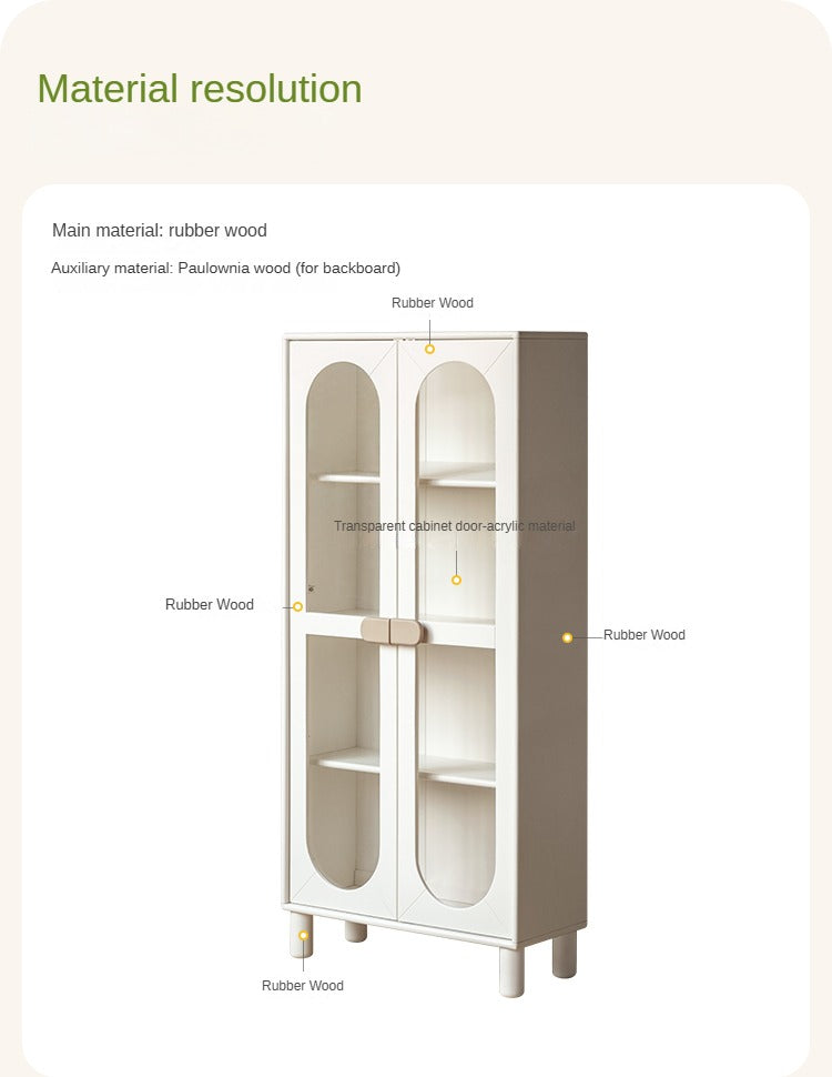 Rubber solid wood children's cream style bookcase