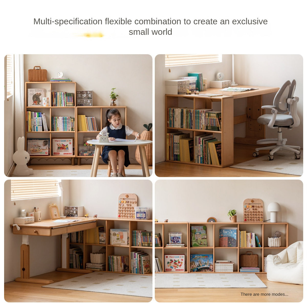 Beech solid wood multi-layer combination children's bookcase