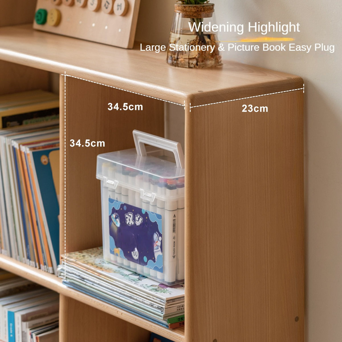 Beech solid wood multi-layer combination children's bookcase