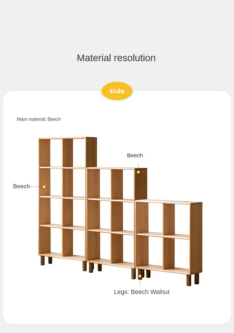 Beech solid wood multi-layer combination children's bookcase