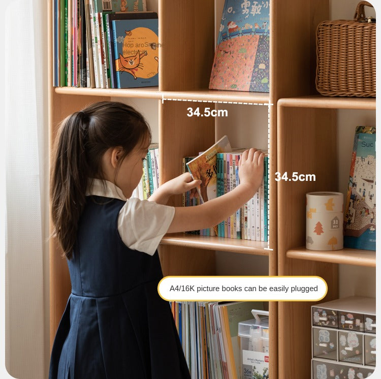 Beech solid wood multi-layer combination children's bookcase