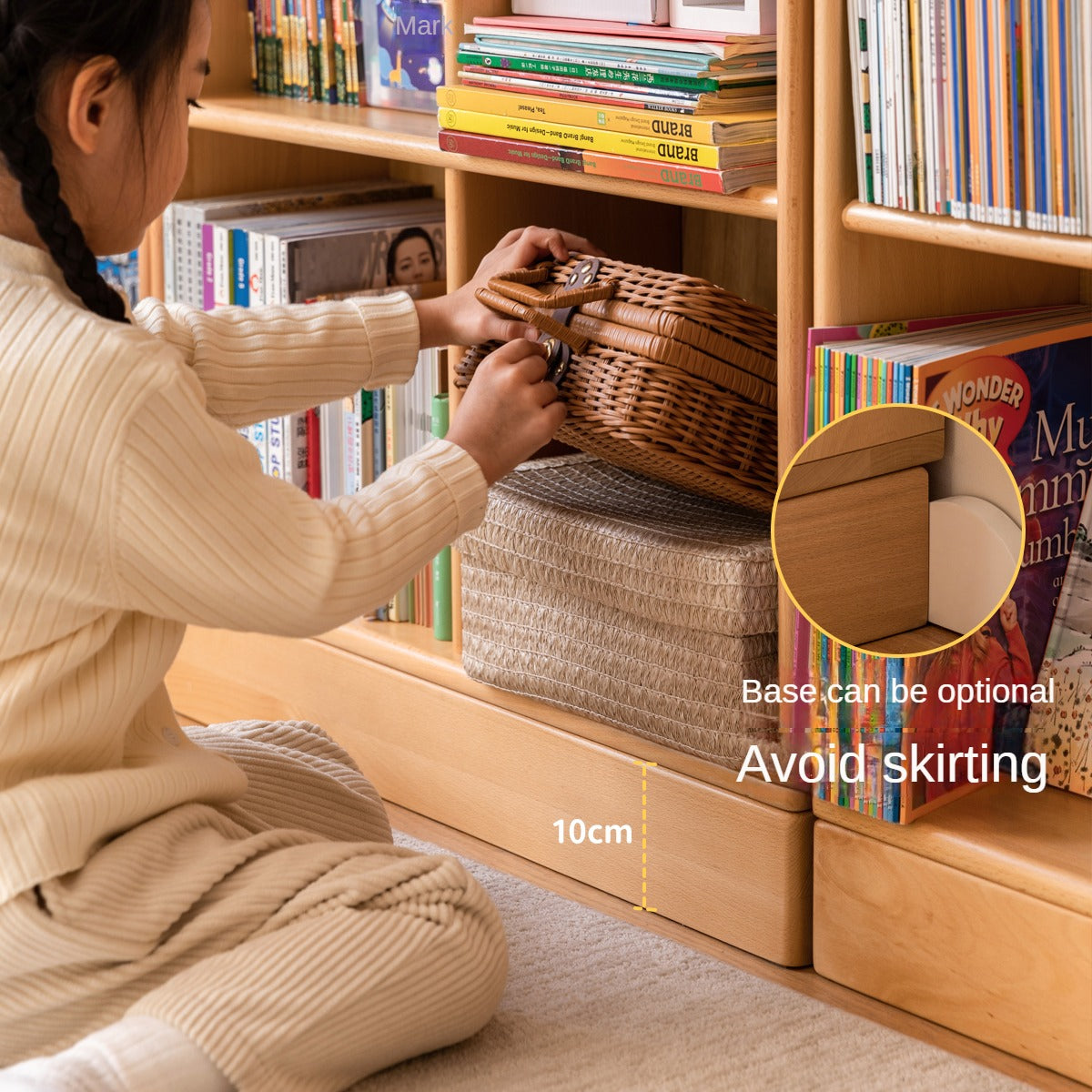 Beech solid wood children's bookcase