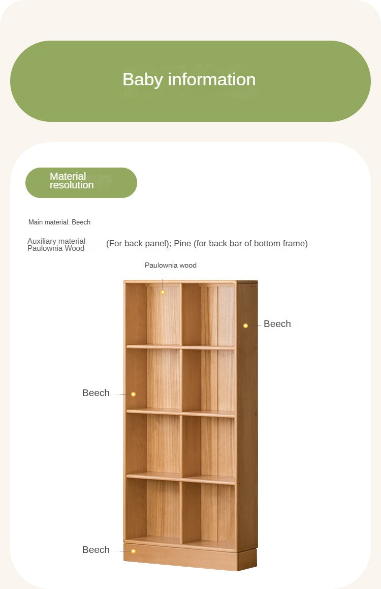 Beech solid wood children's bookcase