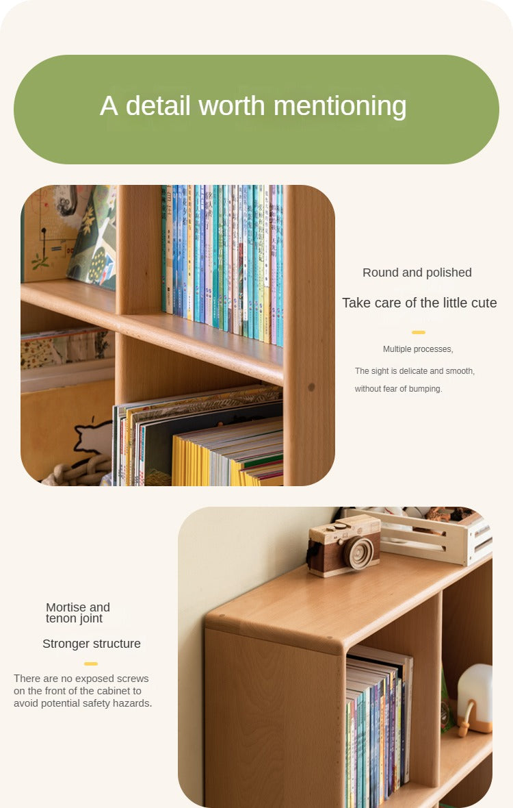 Beech solid wood children's bookcase