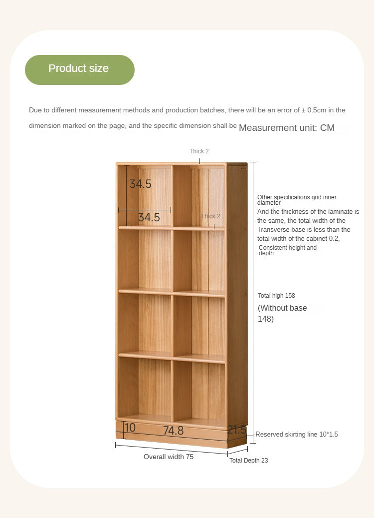 Beech solid wood children's bookcase