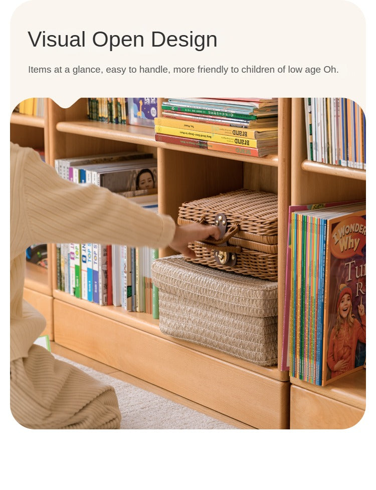 Beech solid wood children's bookcase