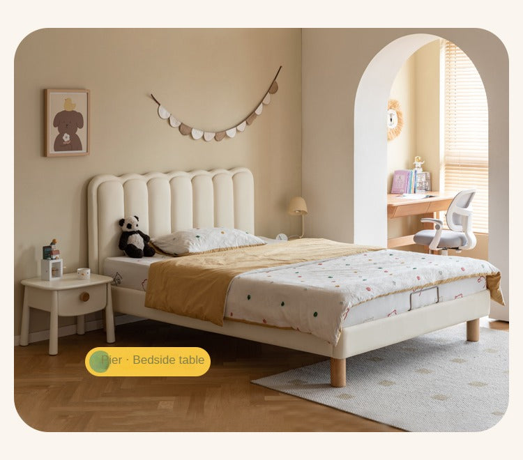 Children's Bed white cream style organic leather