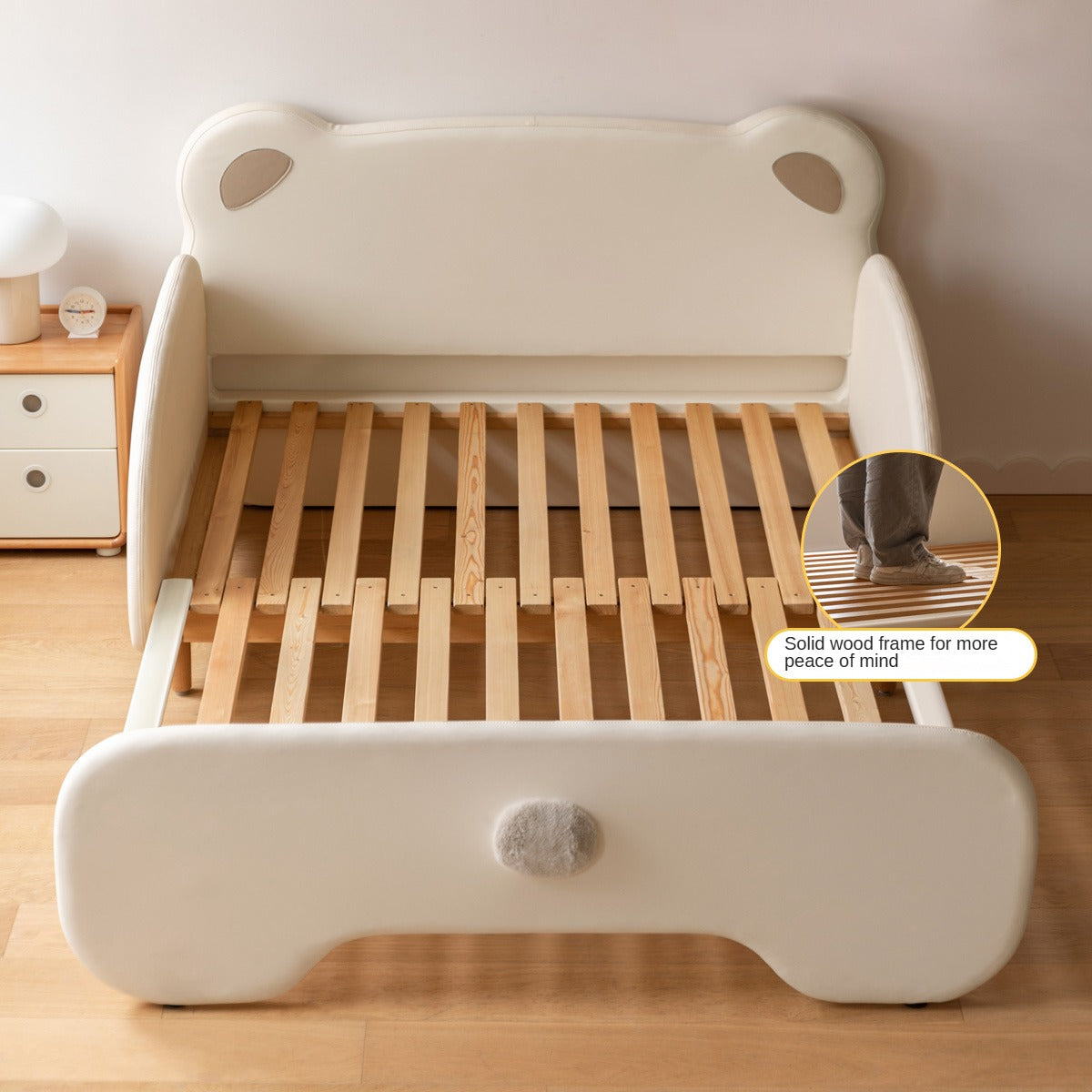 Birch Solid Wood Organic Leather Retractable Children's Bed