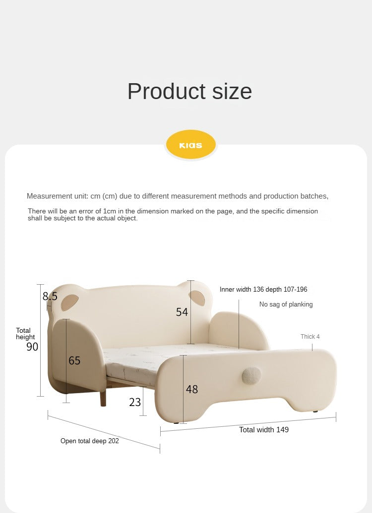 Birch Solid Wood Organic Leather Retractable Children's Bed