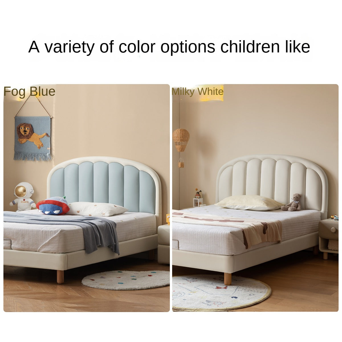 Organic leather Children's Cream Style Soft Bed