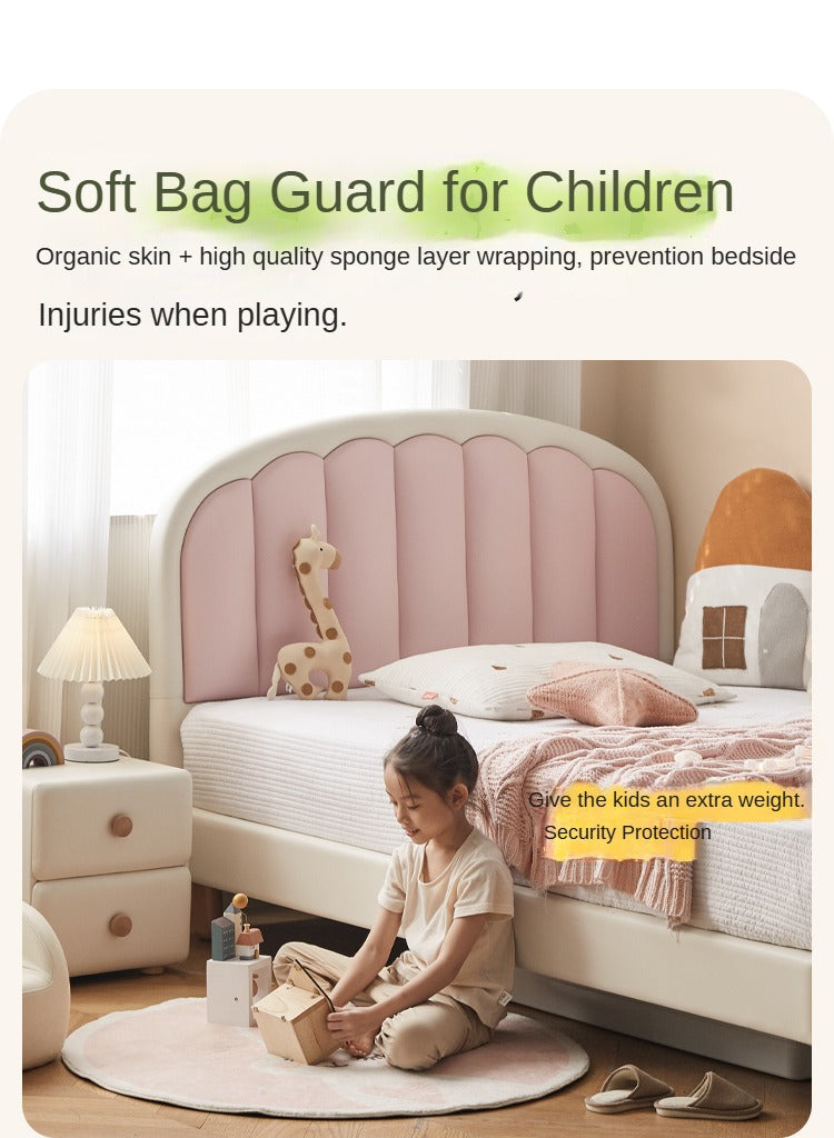 Organic leather Children's Cream Style Soft Bed