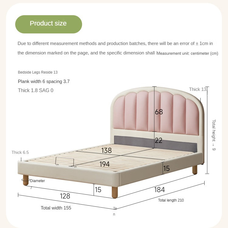 Organic leather Children's Cream Style Soft Bed