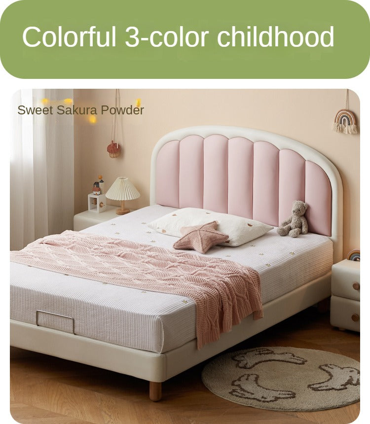 Organic leather Children's Cream Style Soft Bed