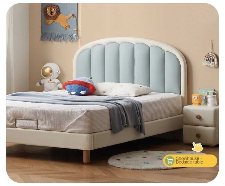 Organic leather Children's Cream Style Soft Bed