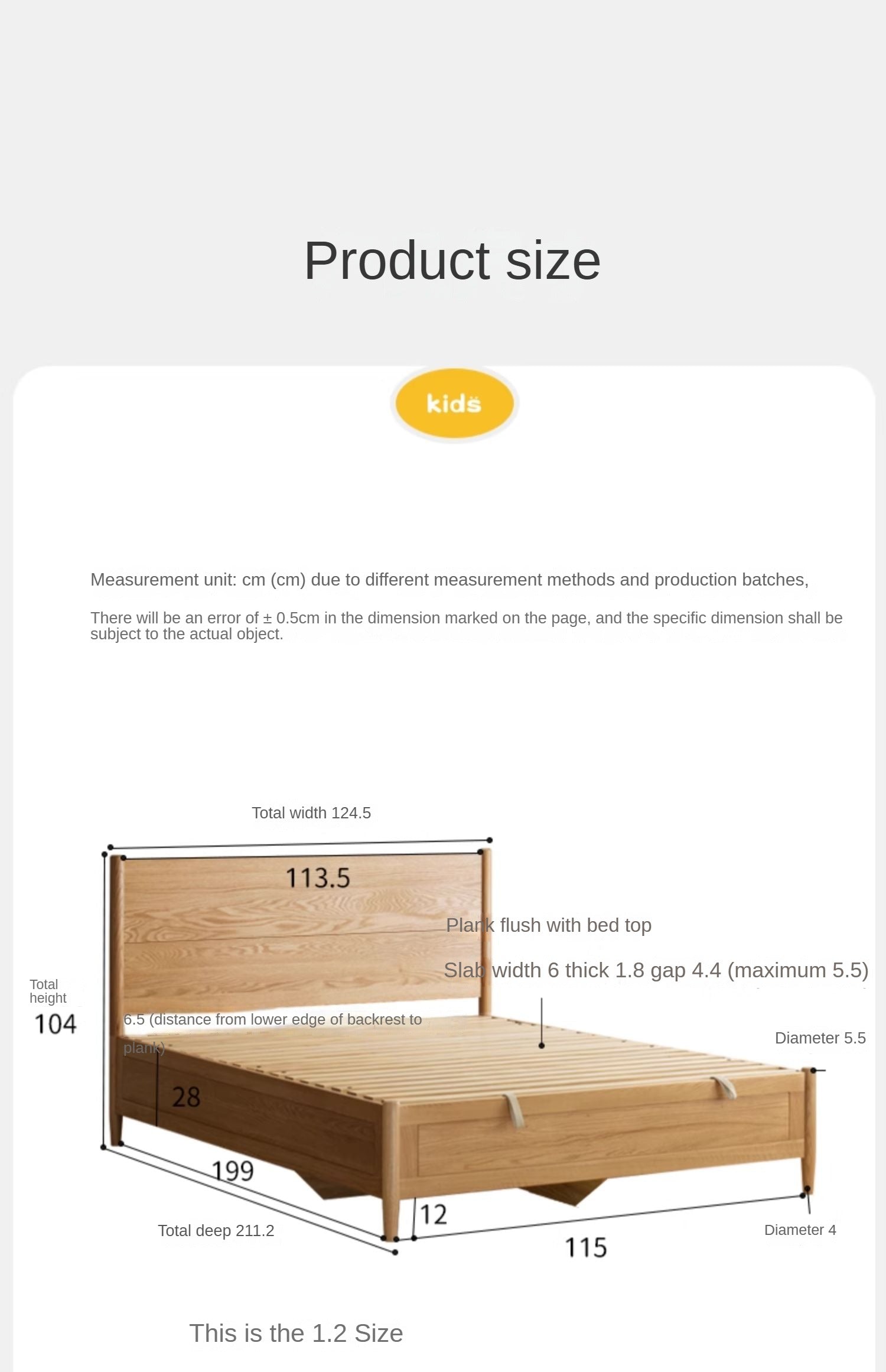 Beech, Oak Solid Wood Children's Box Bed