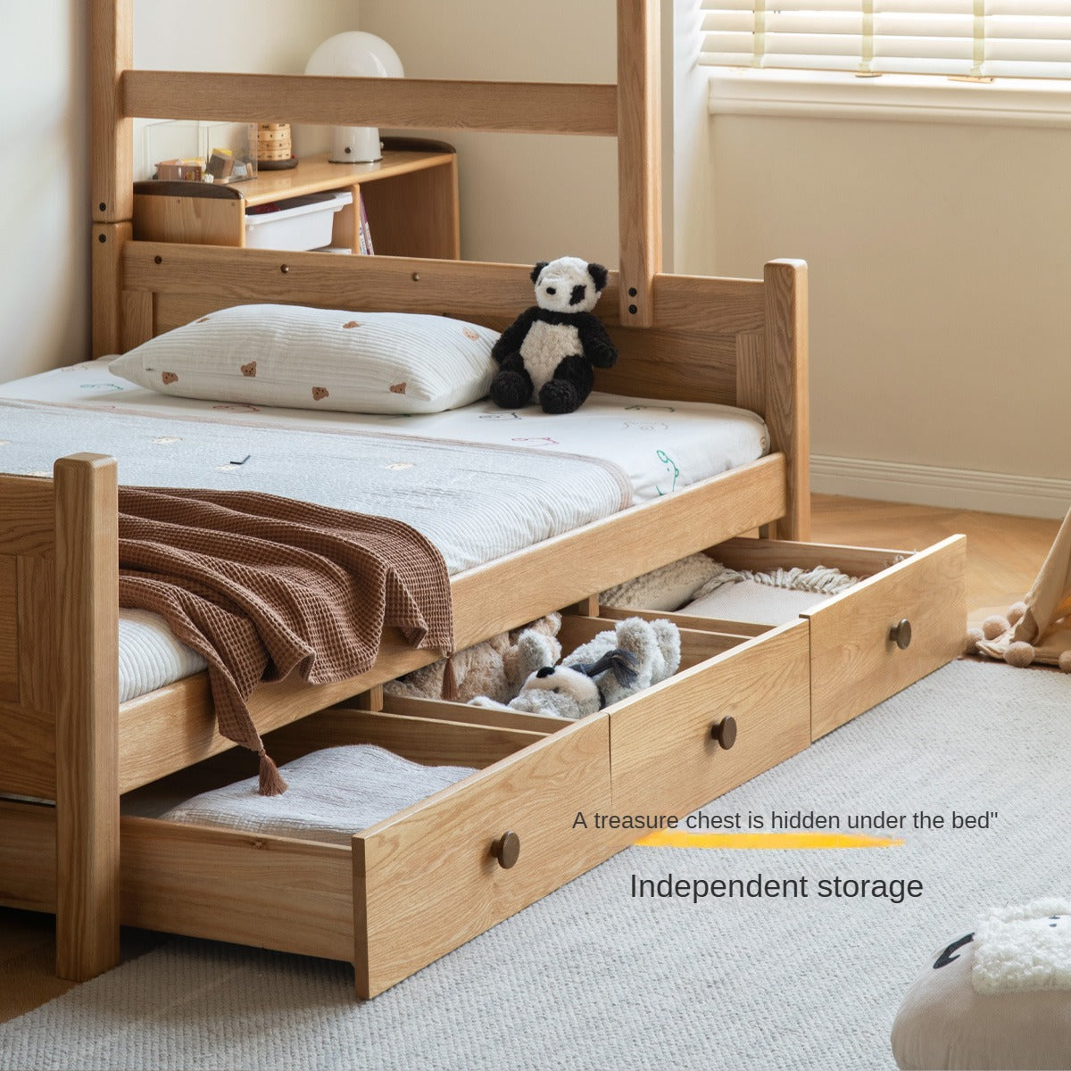 Oak Solid Wood Children's Cloud Bunk Bed