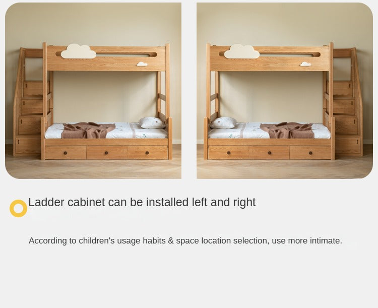 Oak Solid Wood Children's Cloud Bunk Bed