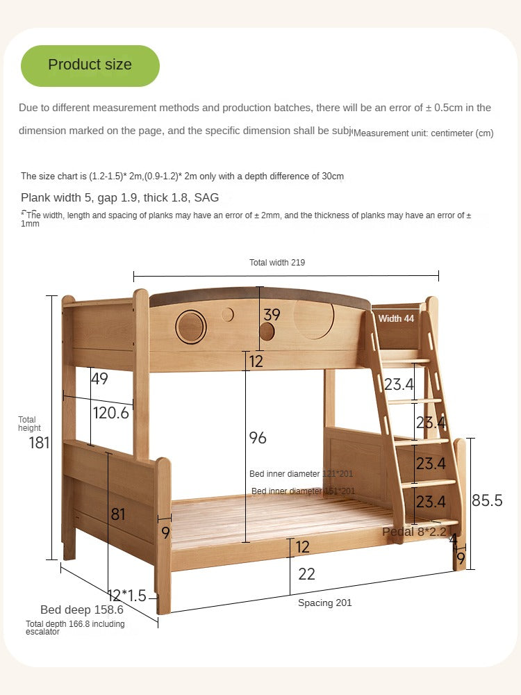 Beech Solid Wood Children's Storage Bunk Bed