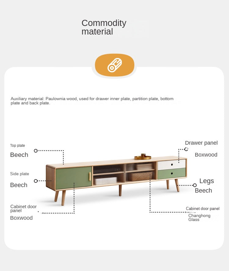 Beech solid wood TV cabinet forest- style-