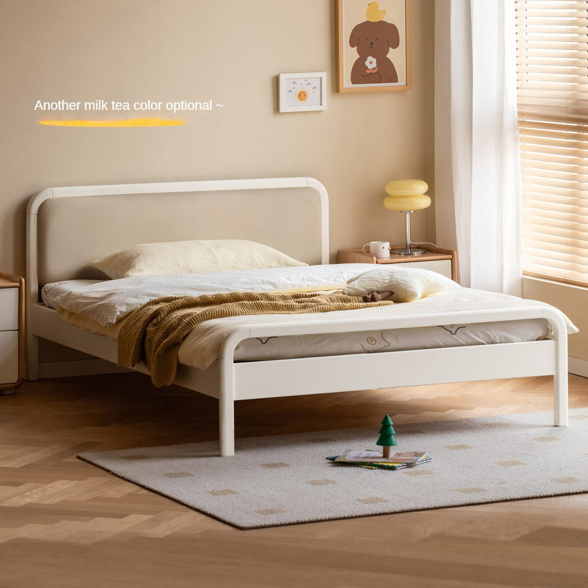 Rubber, Poplar Solid Wood Children's Single Bed