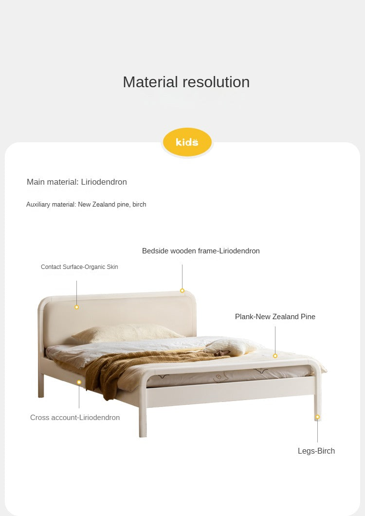 Rubber, Poplar Solid Wood Children's Single Bed