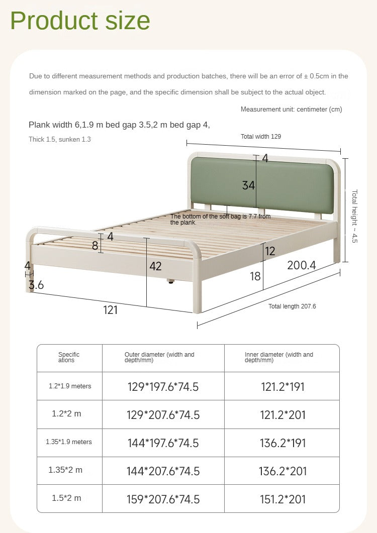 Rubber, Poplar Solid Wood Children's Single Bed